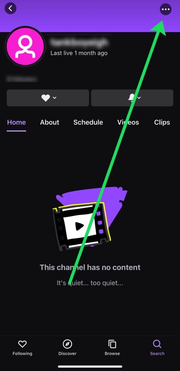 Twitch mobile menu button