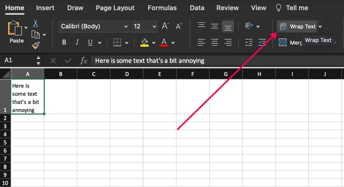 Wrap Text Excel Spreadsheet
