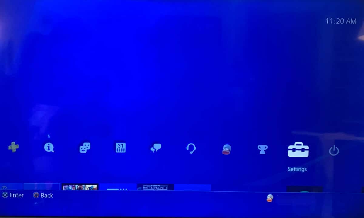 Function Area on a PS4 home screen.
