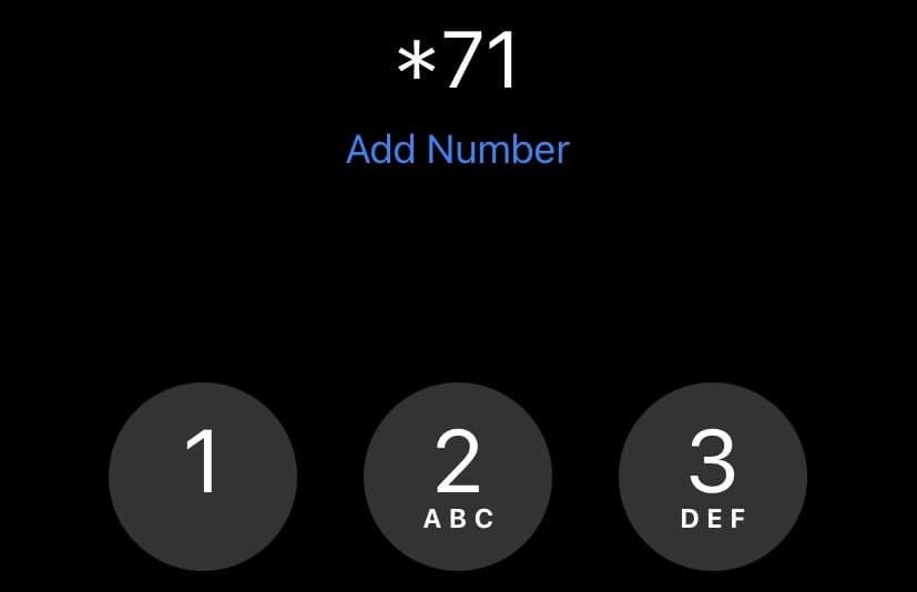 *71 dialed on iPhone.