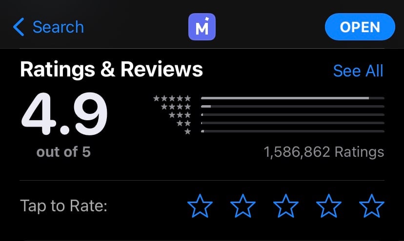Mercari user ratings on the App Store.