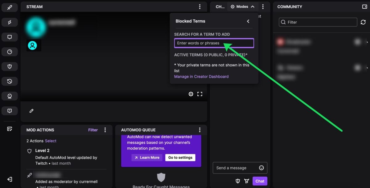 Add blocked terms Twitch