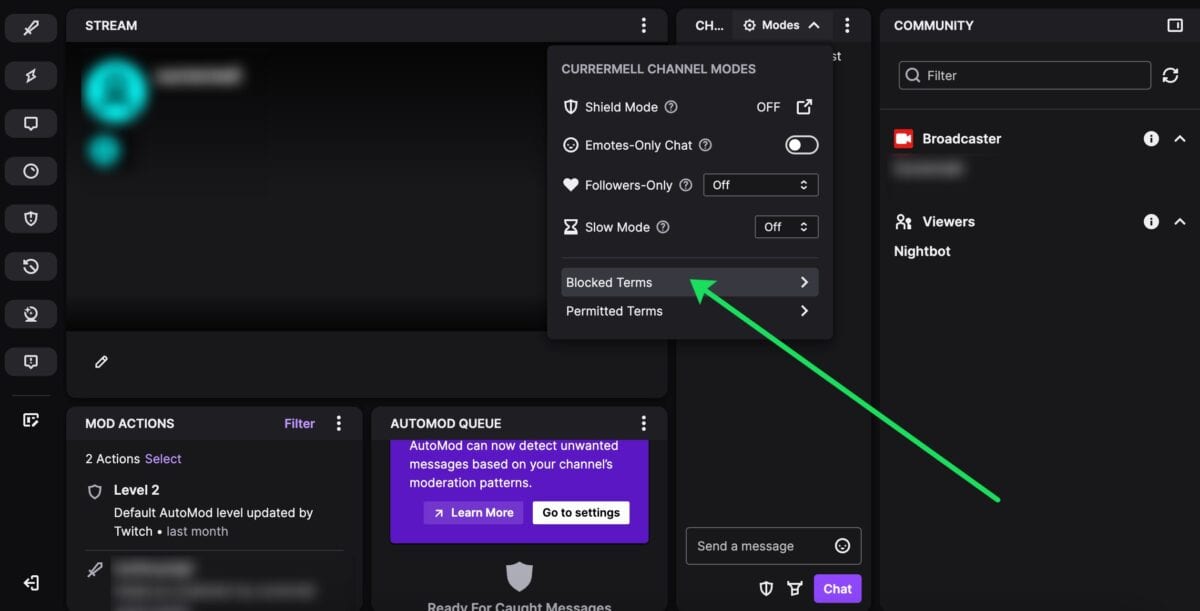 Twitch blcoked terms modview