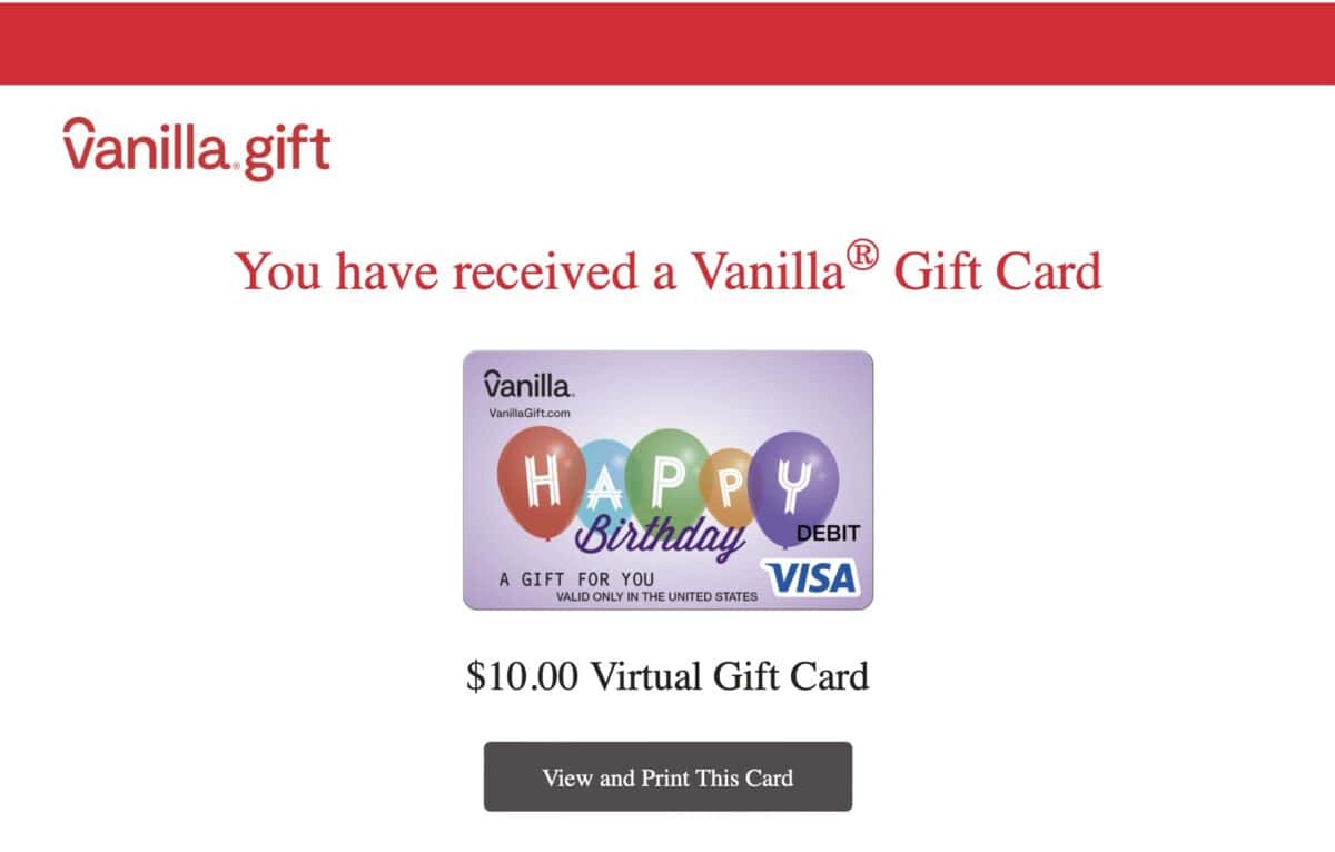 Vanilla® Visa® eGift Card