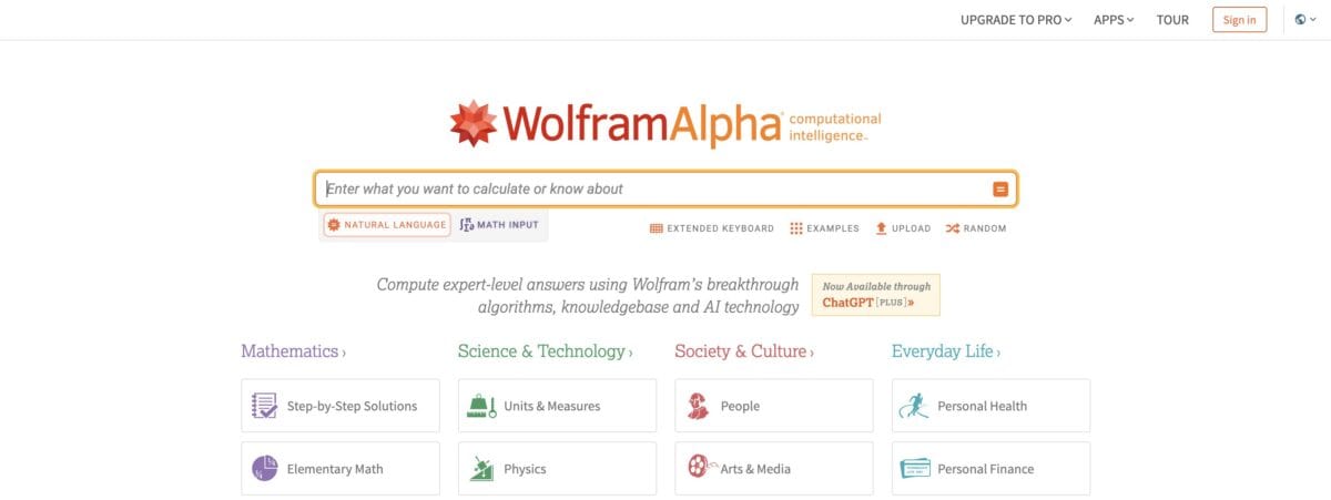 Best Search Engines WolframAlpha