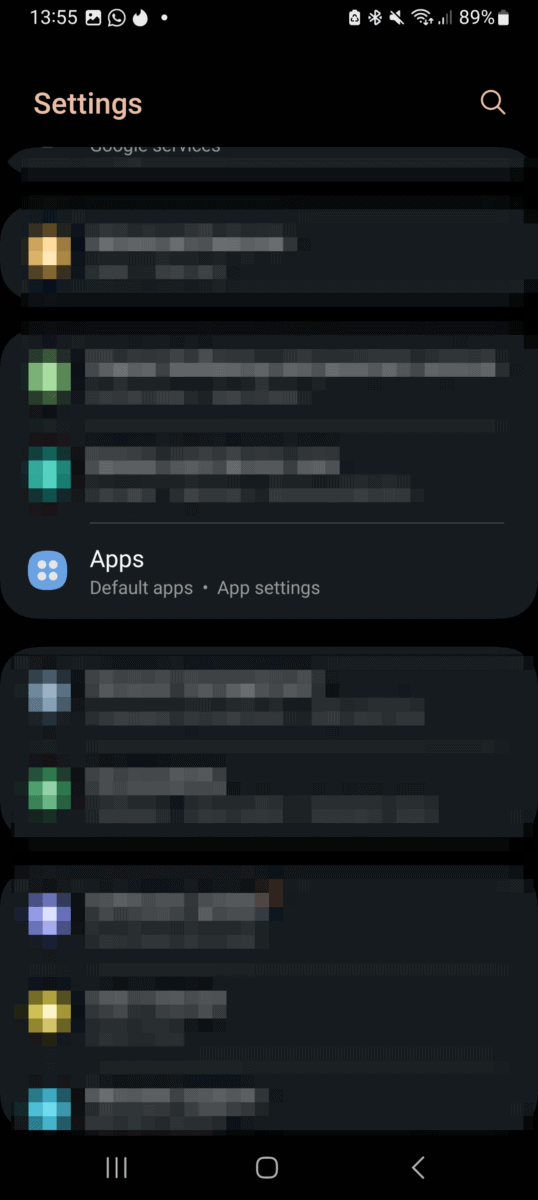 Location of Apps folder on Android.