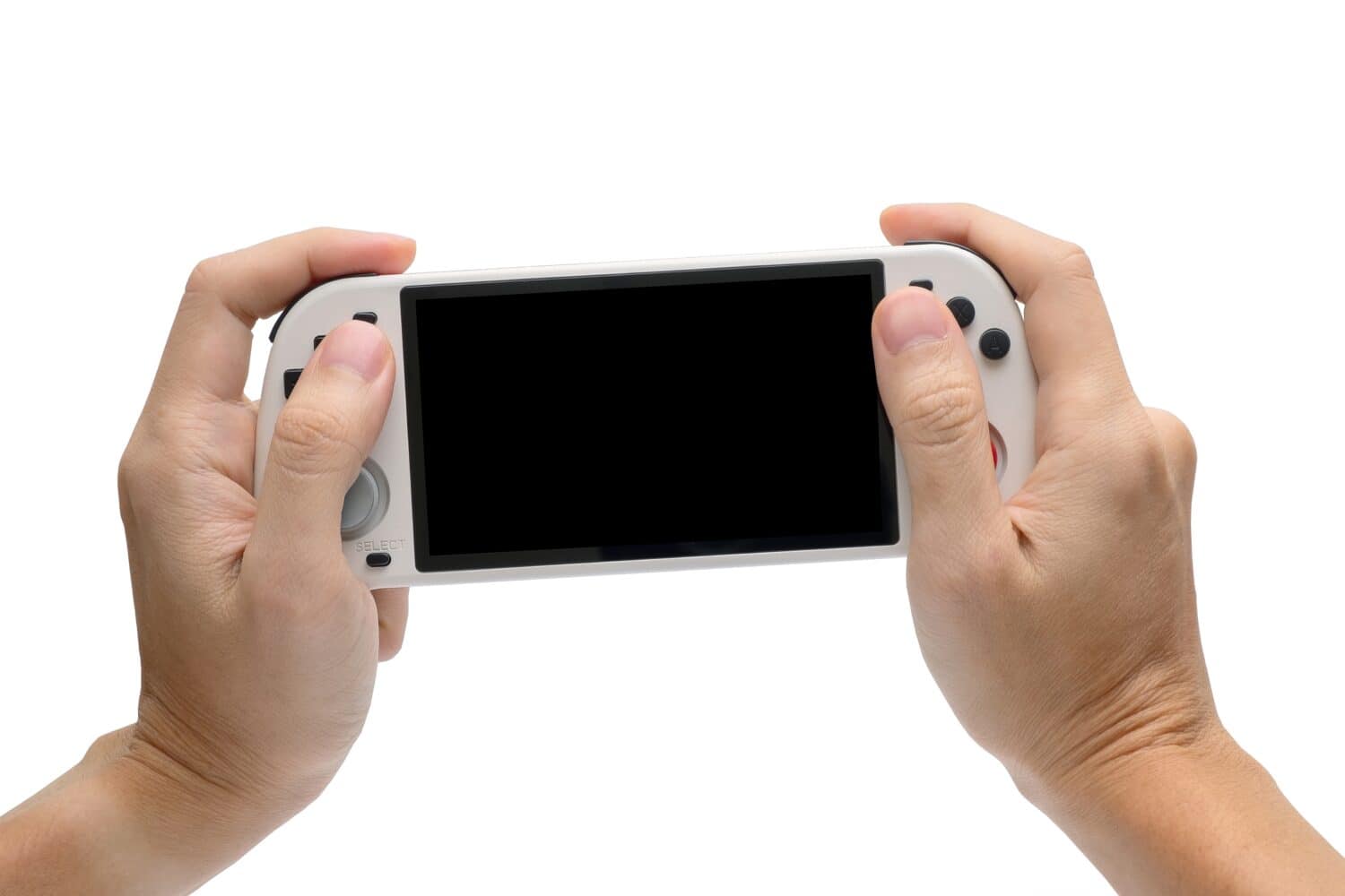 Adult Man Playing Handheld Game Console on iSolated White Background, Classic Retro Game Device for Leisure Time.