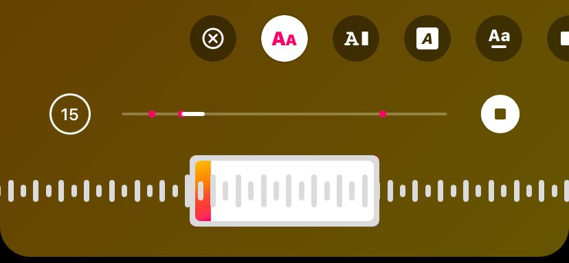 Editing tools for music in the Instagram Story interface.