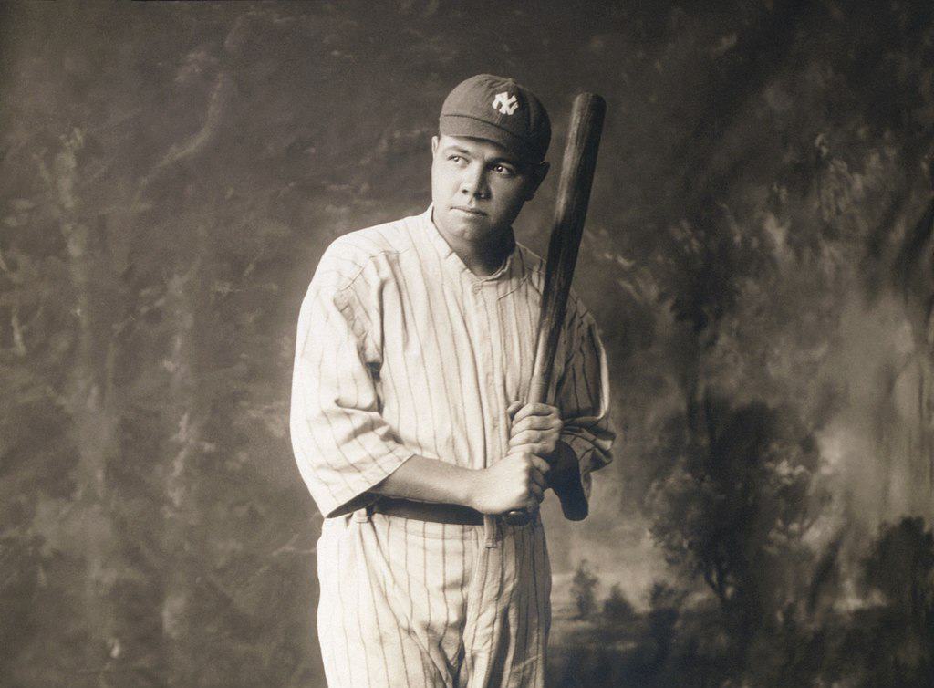 Photo of Babe Ruth in baseball uniform.