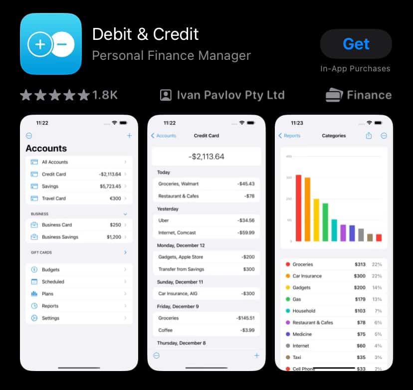 Debit & Credit app in App Store.
