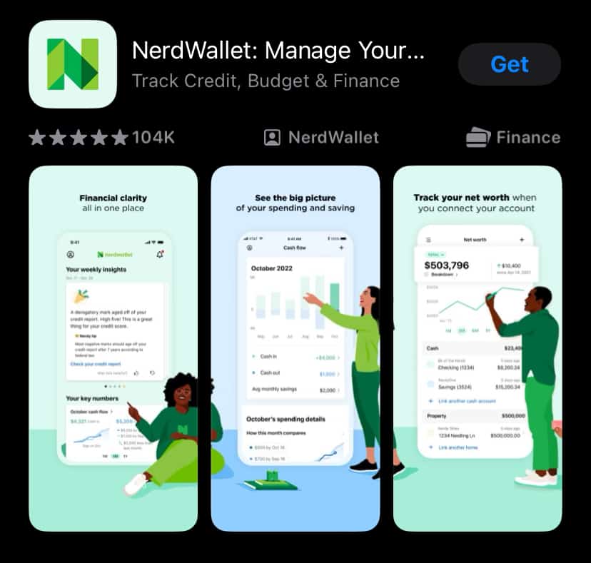 Nerdwallet app in App Store.