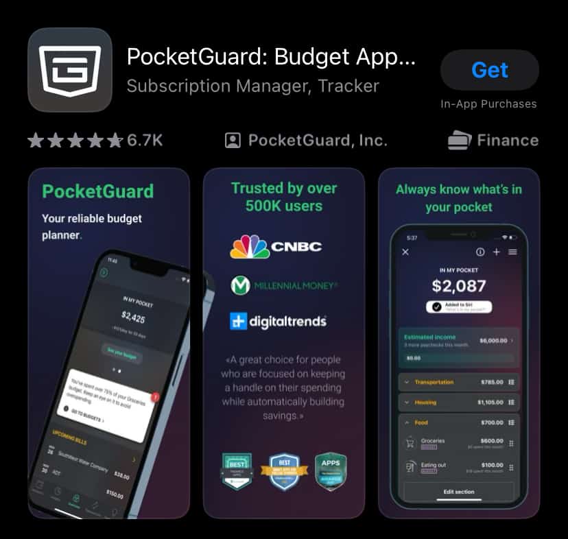 PocketGuard app in App Store.