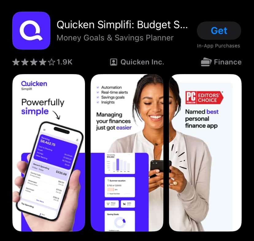 Quicken Simplifi app in App Store.
