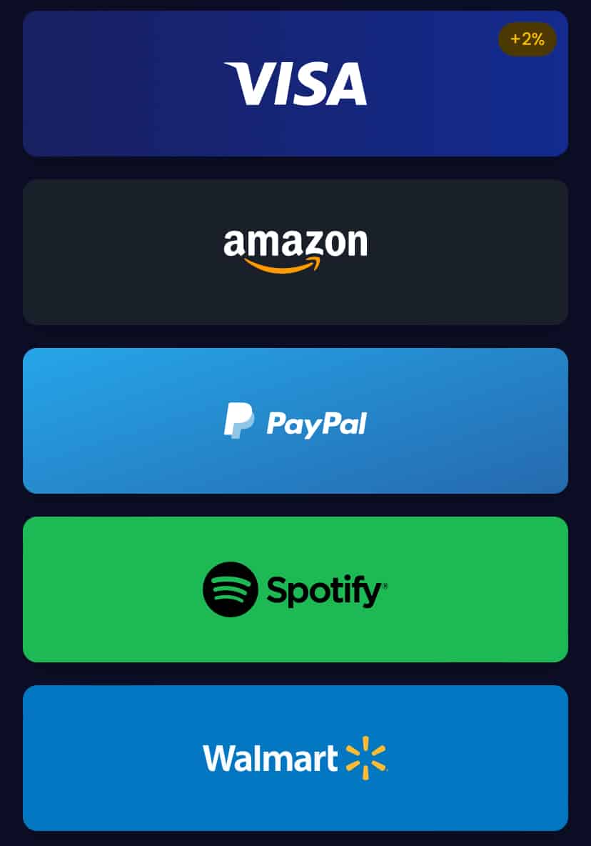 A screenshot of the cash out options available on Scrambly.io.