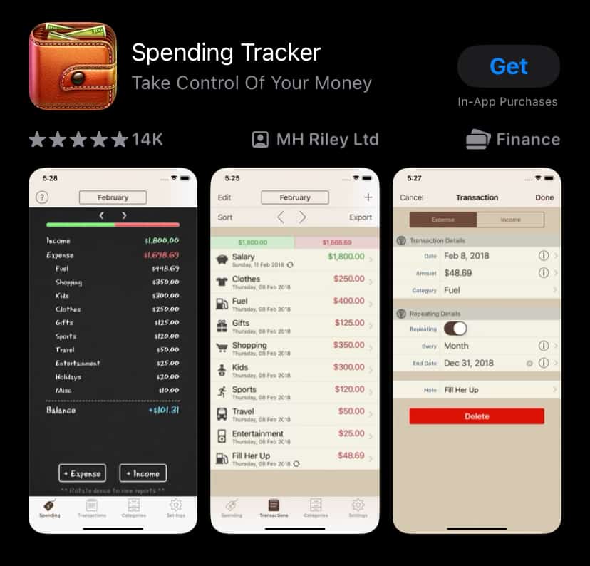 Spending Tracker app in App Store.
