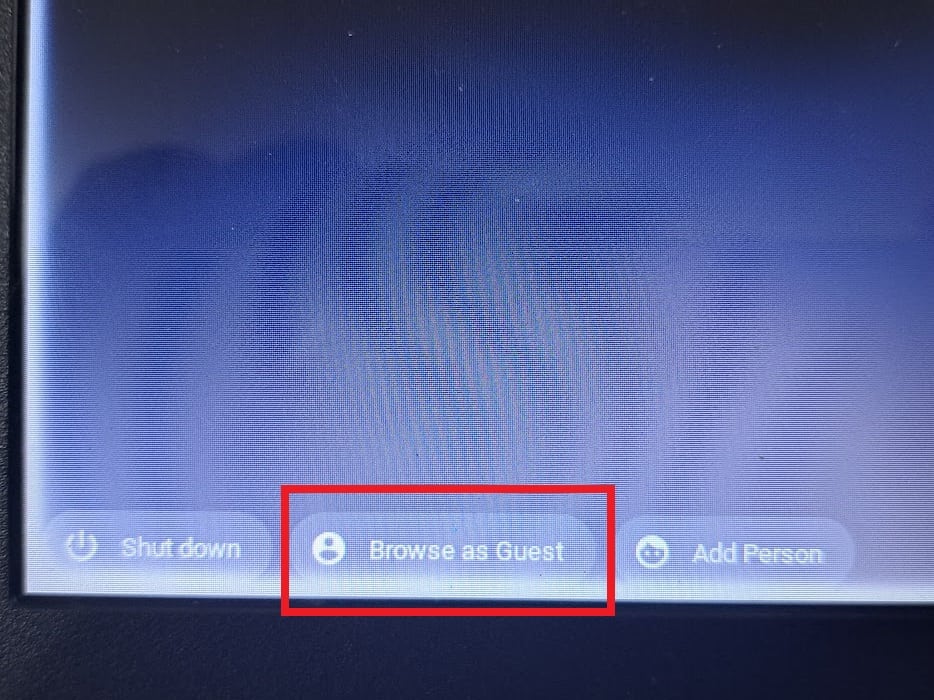 Chromebook guest mode button.