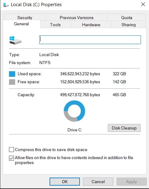 Windows showing drive information.
