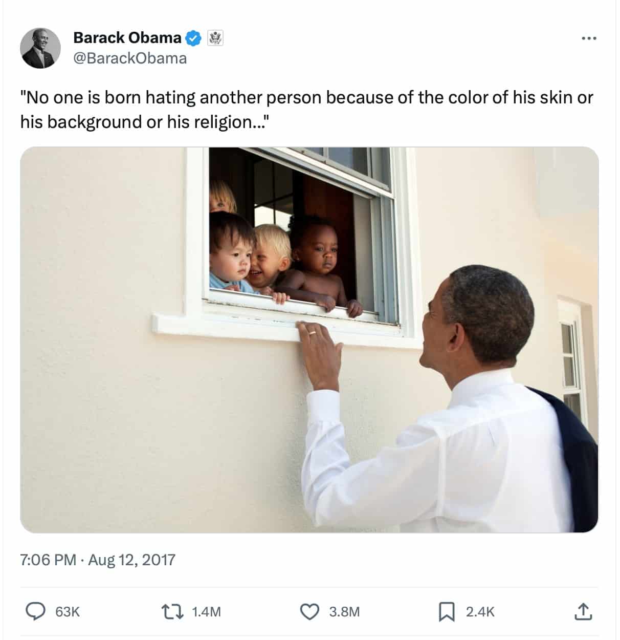 A Twitter post from President Barack Obama.