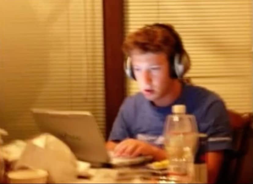 The first photo ever uploaded to Facebook, featuring a blurry shot of Mark Zuckerberg.