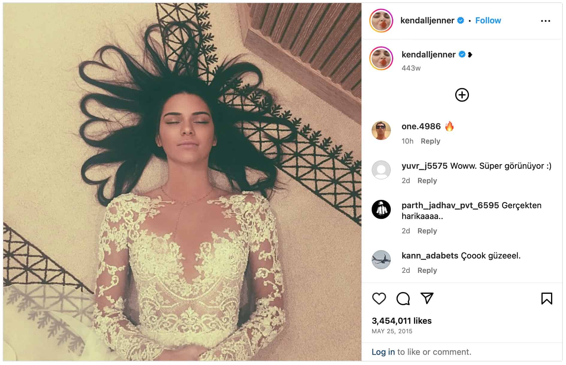 Kendall Jenner's popular heart-shaped hairdo on Instagram.