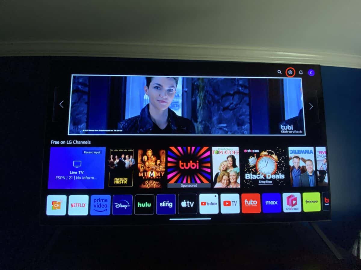 Update an LG Smart TV settings menu selected