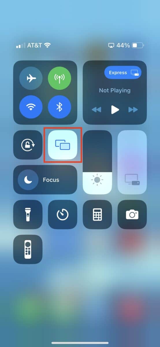 Go back to the Control Center and tap the Screen Mirror icon when finished.