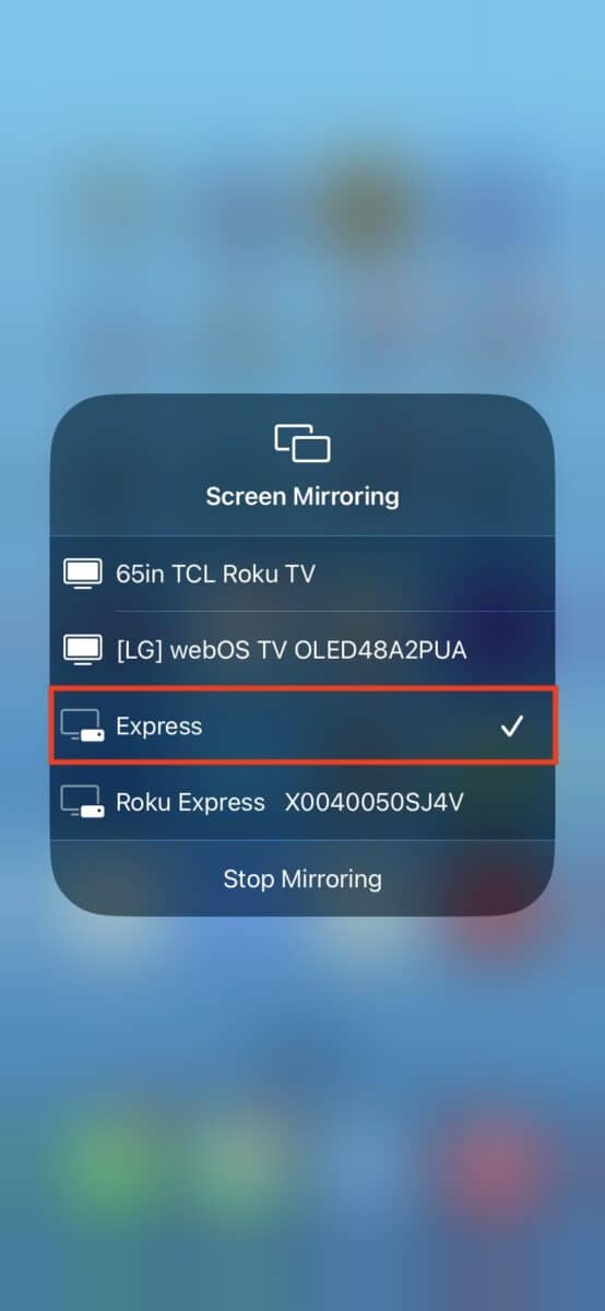 Select a device to stream to with Apple AirPlay
