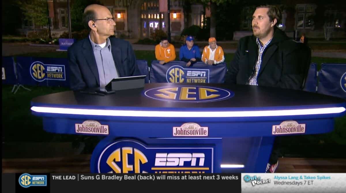 Still from SEC Network game coverage.