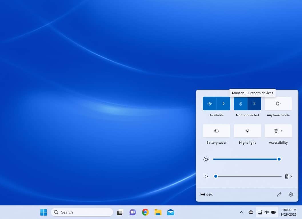 Taskbar tray open in Windows 11