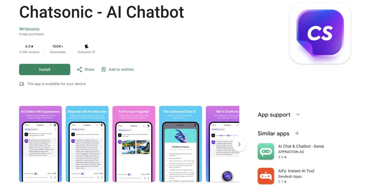 Best ChatGPT Apps Chatsonic