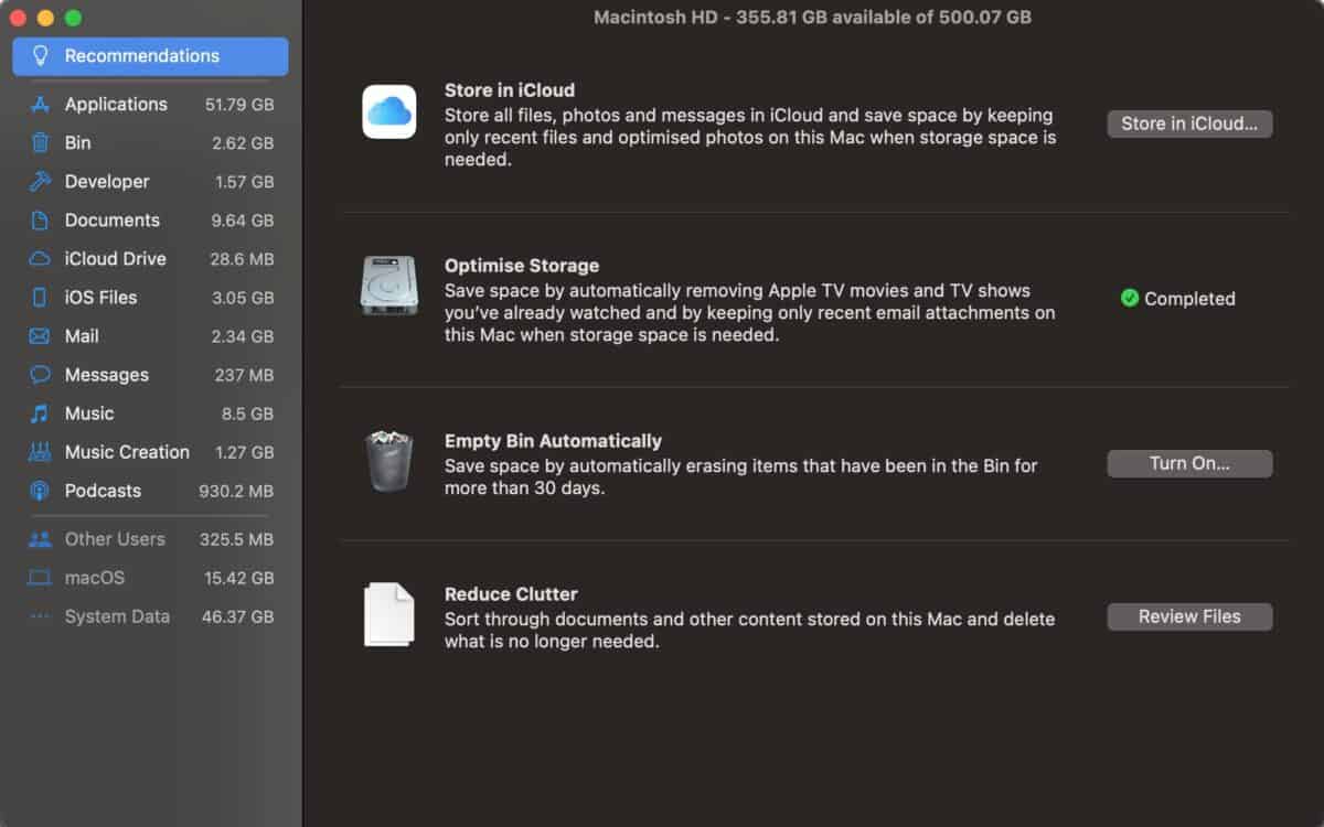 Mac storage recommendations.