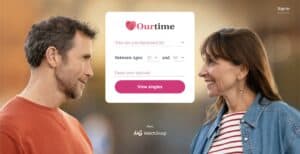 Start page on OurTime dating site.