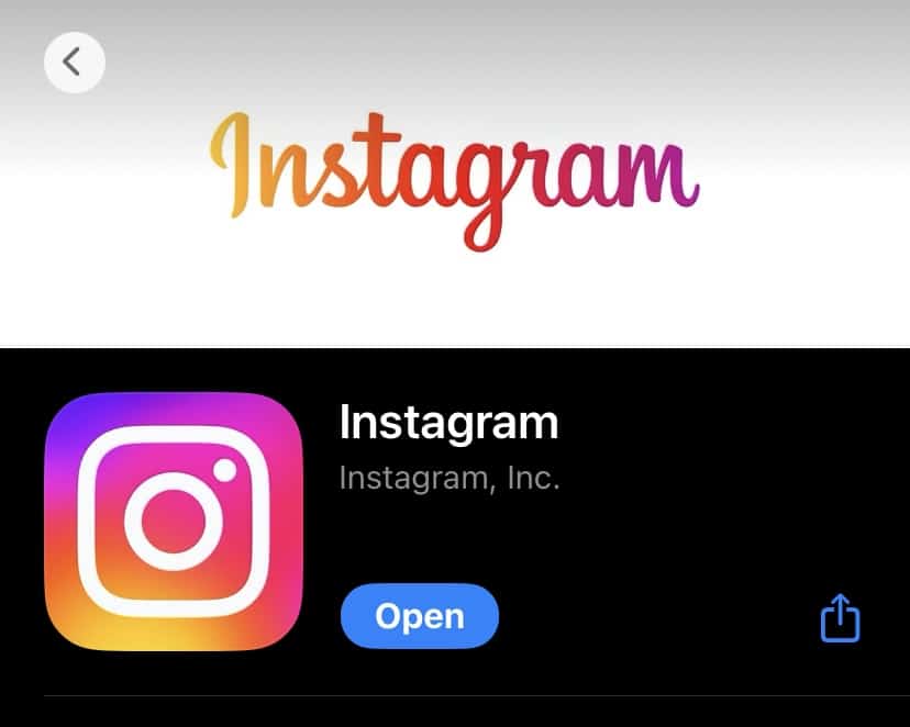 Instagram on iOS app store.