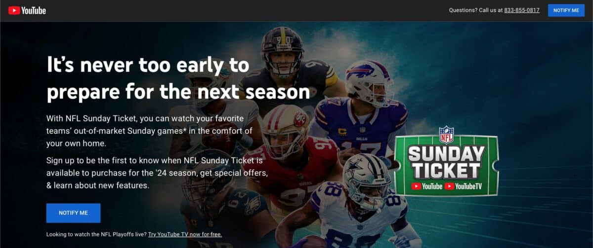 NFL Sunday Ticket promo on YouTube.