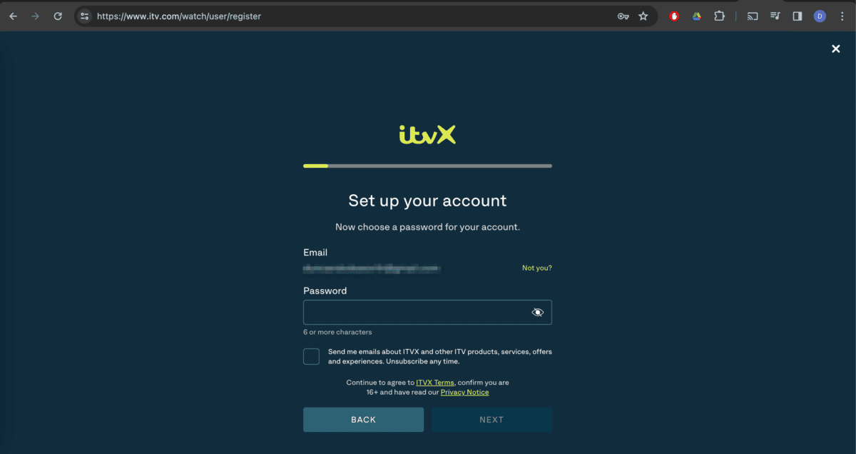 ITVX signup.