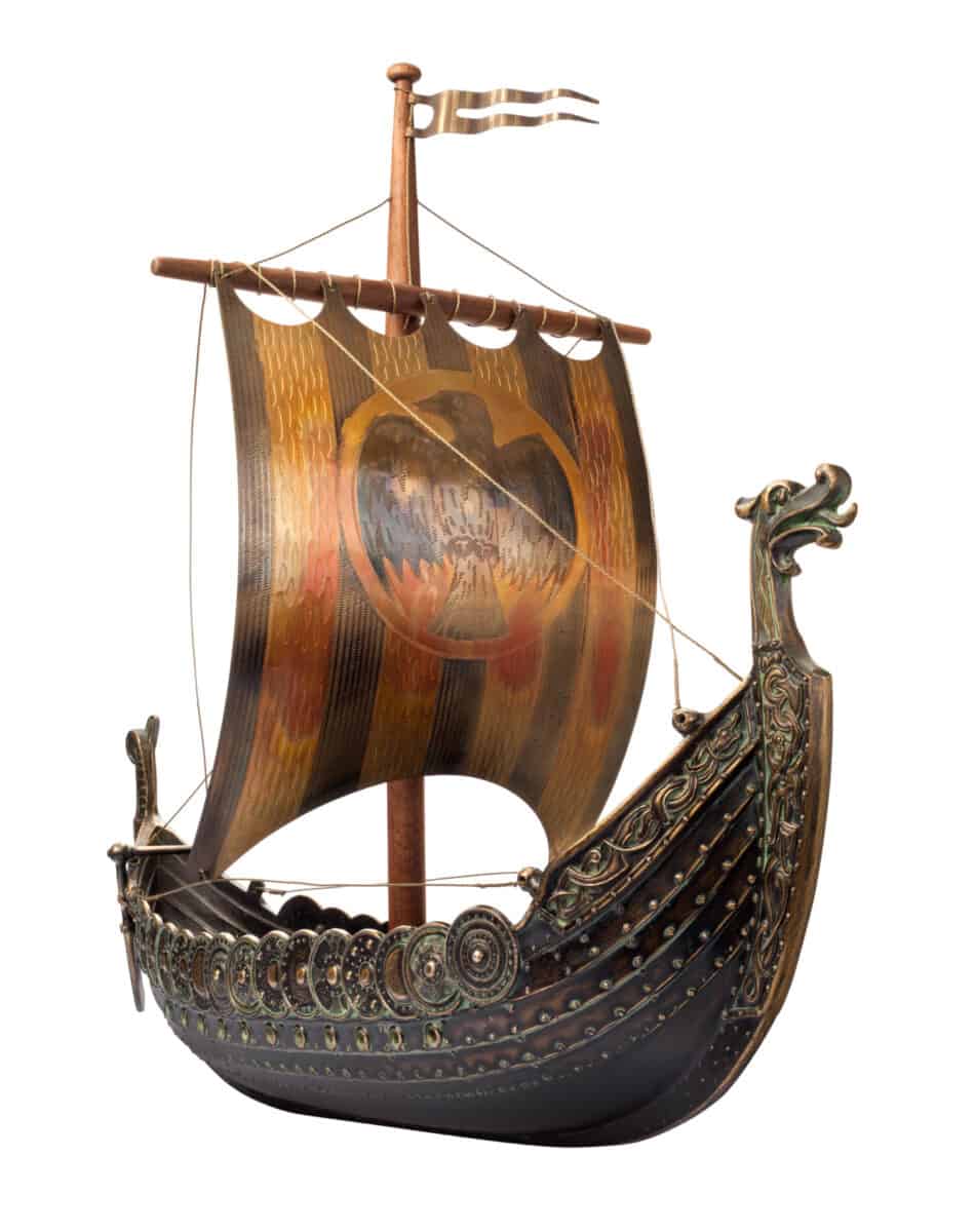 Antique Viking Ship Model isolated on white