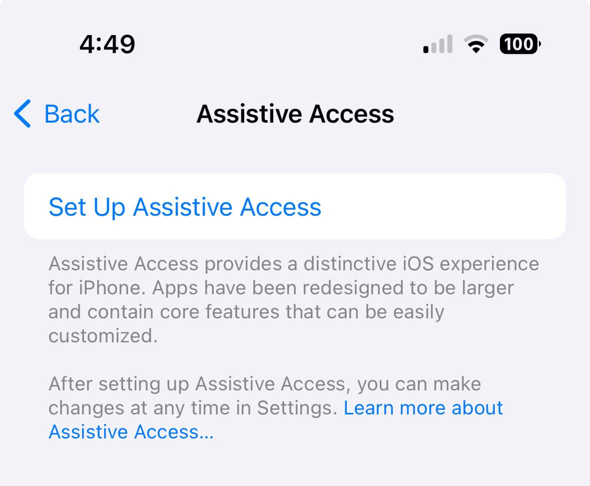 Enable Assistive Access 