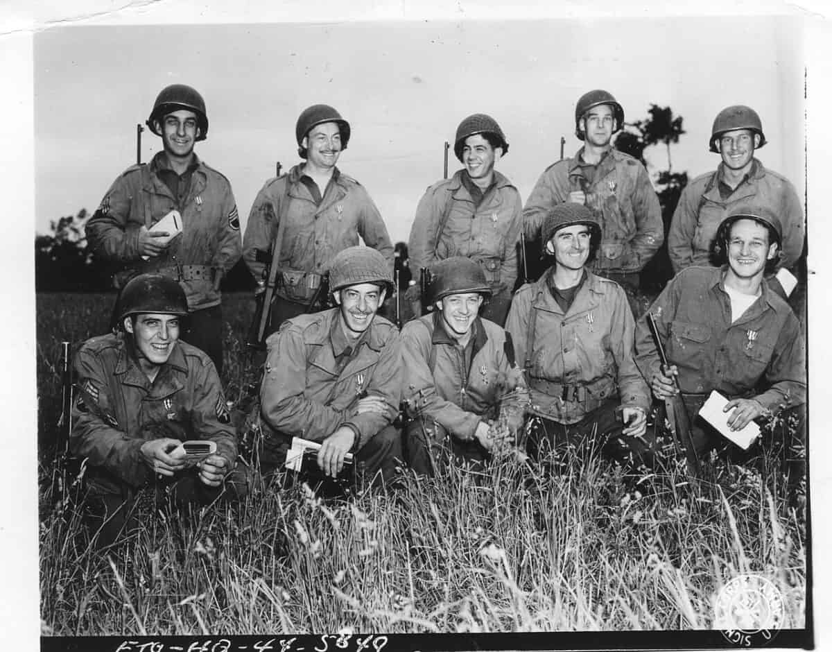 These happy-looking GIs have just been awarded either the Bronze Star or the Silver Star for good performances on D-Day, 24 June, 1944.