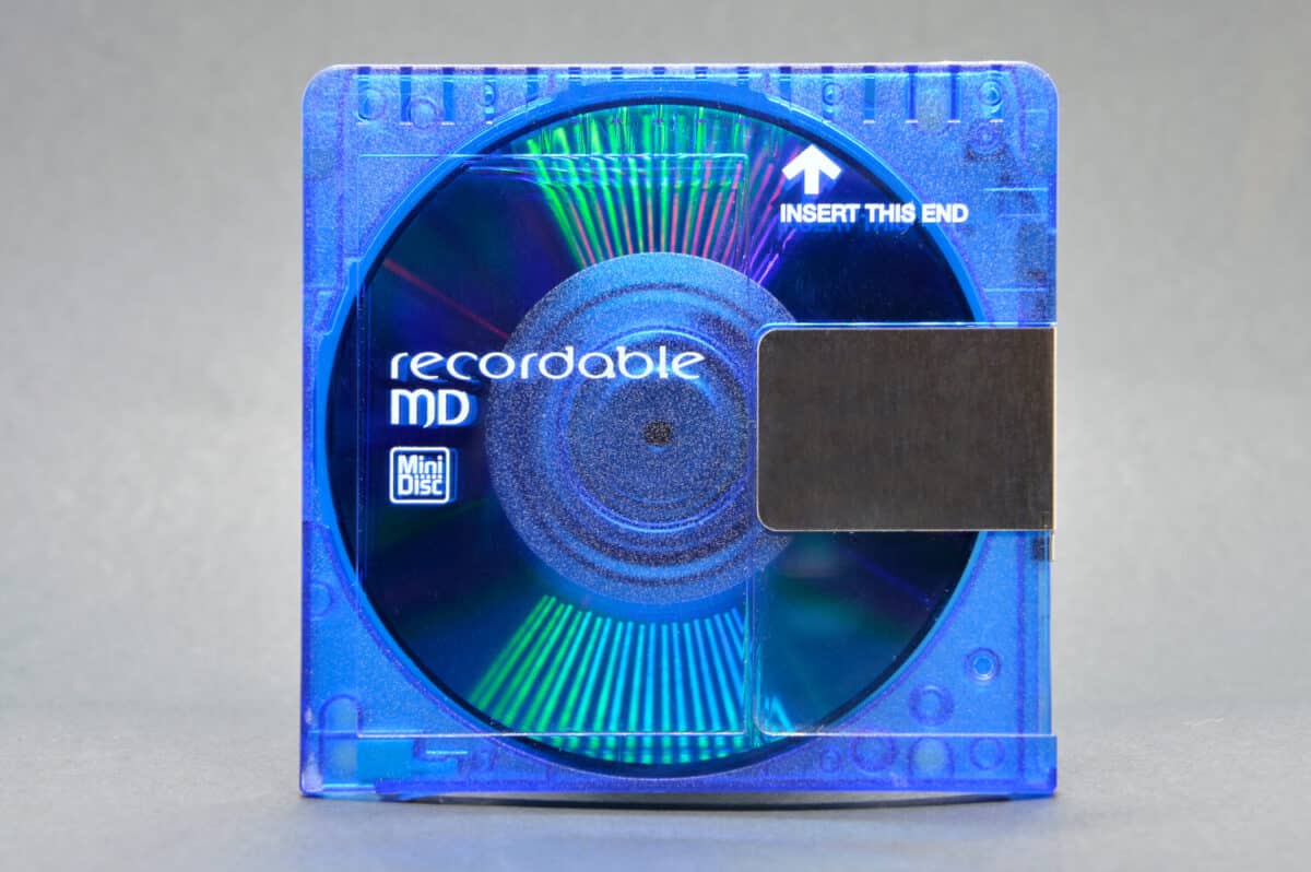 a recordable blue minidisc of music