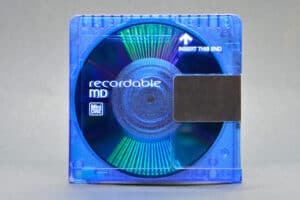 a recordable blue minidisc of music