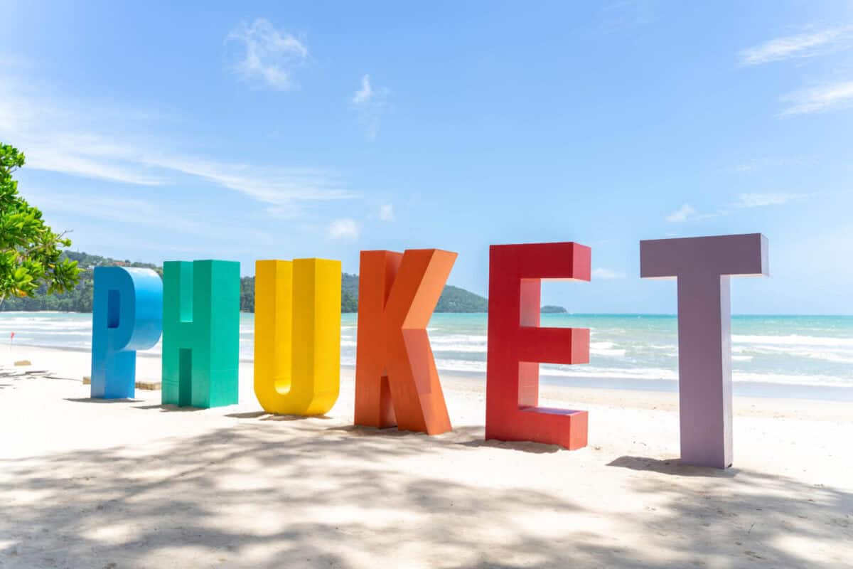 Phuket sign at Patong beach , Phuket sandbox
