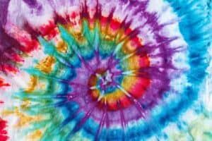 Fashionable Colorful Red, Blue, Yellow Green, Orange, Purple Retro Abstract Psychedelic Tie Dye Swirl Design.