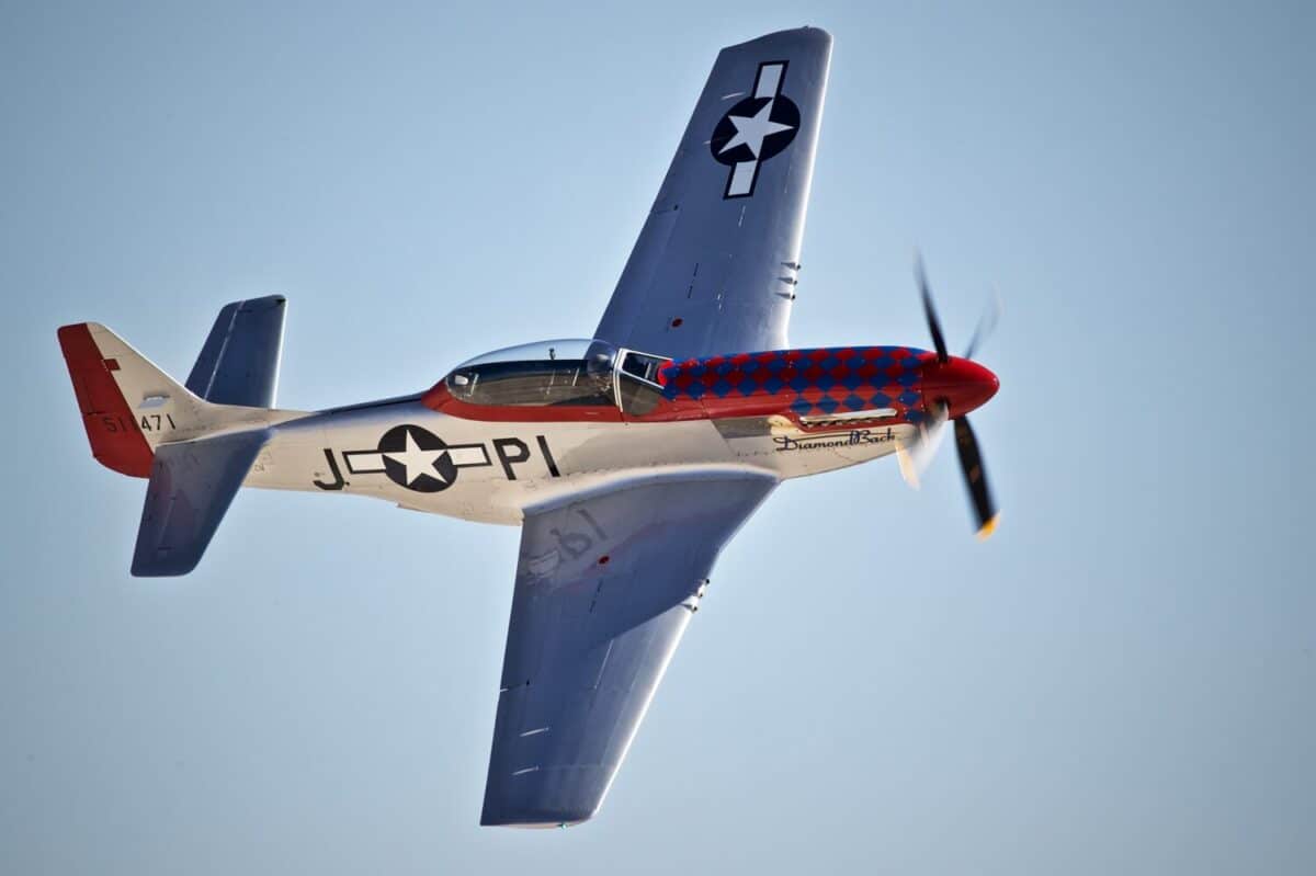 Vintage P-51 Mustang Airplane in Flight