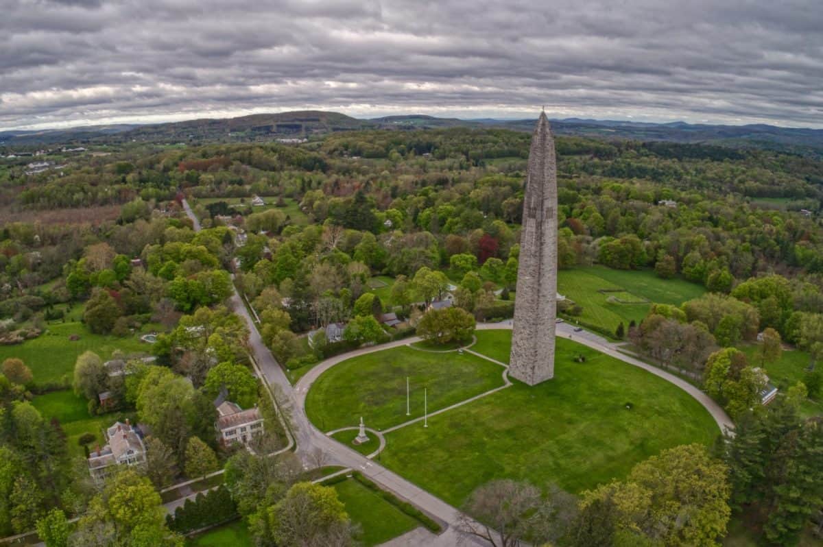 Aerial View of Bennington Monument in Vermont