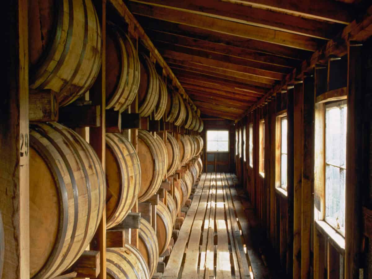 Whiskey barrels in storage, Makers Mark distillery, Loretto, KY.