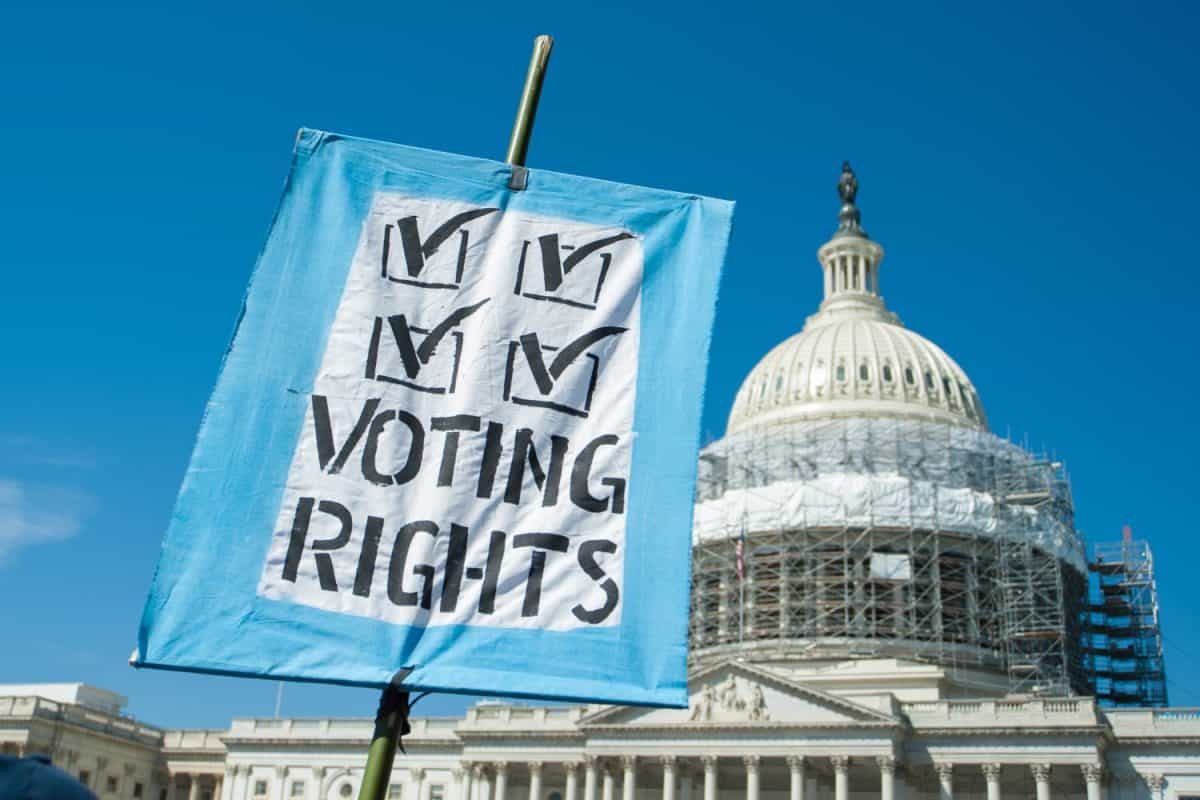Sign supporting voting rights at the U.S. Capitol