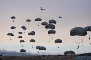 U.S. Army paratroopers with the 1st Battalion, 501st Parachute Infantry Regiment, 2nd Infantry Brigade Combat Team (Airborne), 11th Airborne Division, “Arctic Angels,”