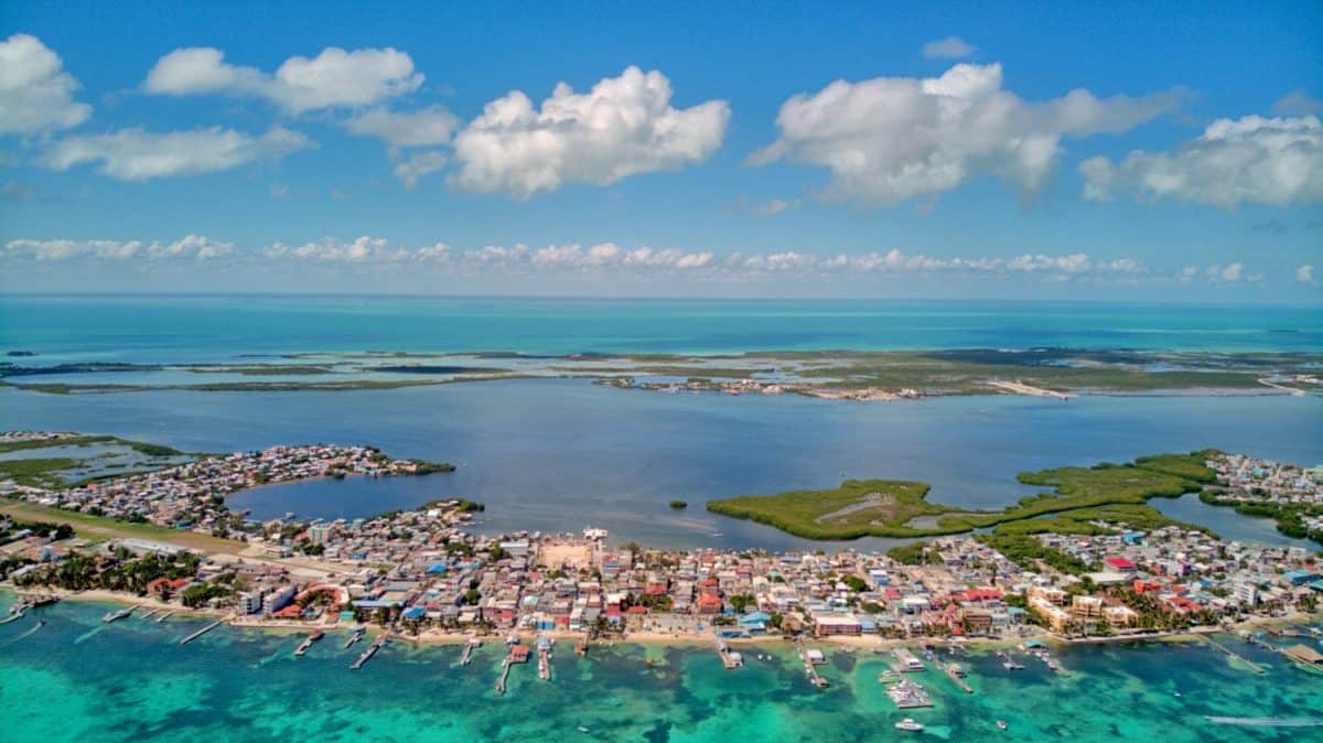 San Pedro, Belize Drone Photo of Island