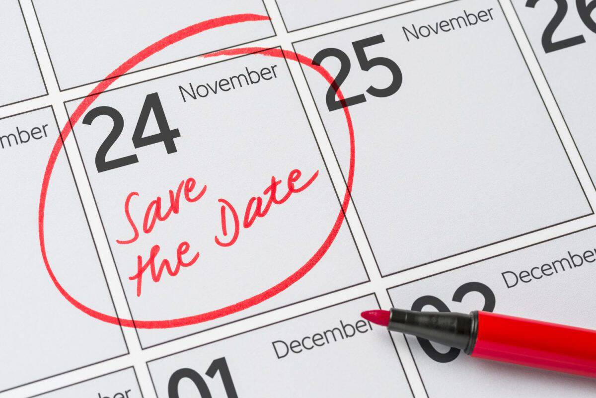 Save the Date written on a calendar - November 24
