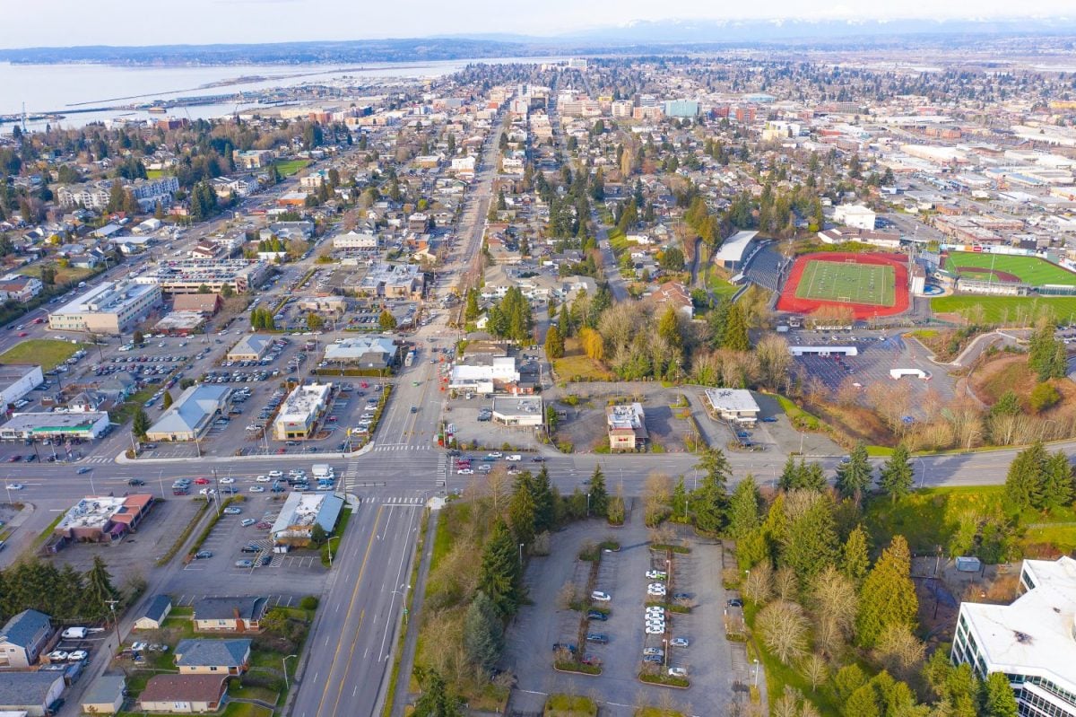 Aerial of 41st St in Everett